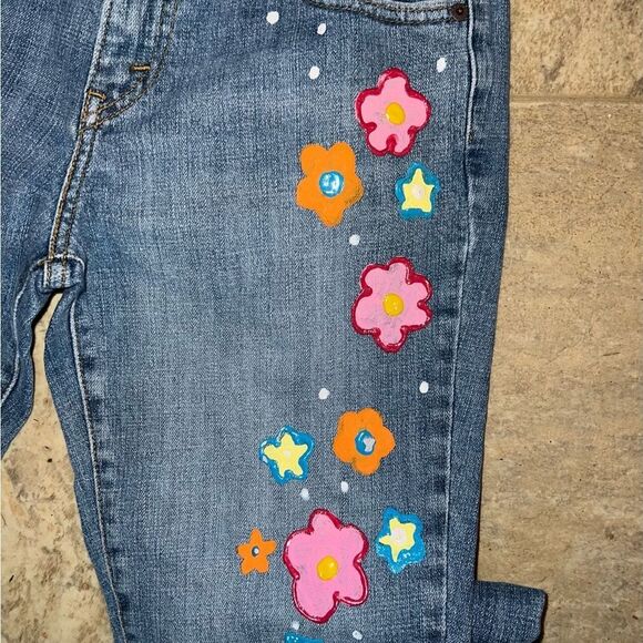 Levi - Hand Crafted painted Denim boot cut 515 size 4 - Picture 7 of 9